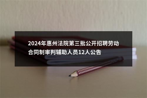 2024年惠州法院第三批公开招聘劳动合同制审判辅助人员12人公告 图片